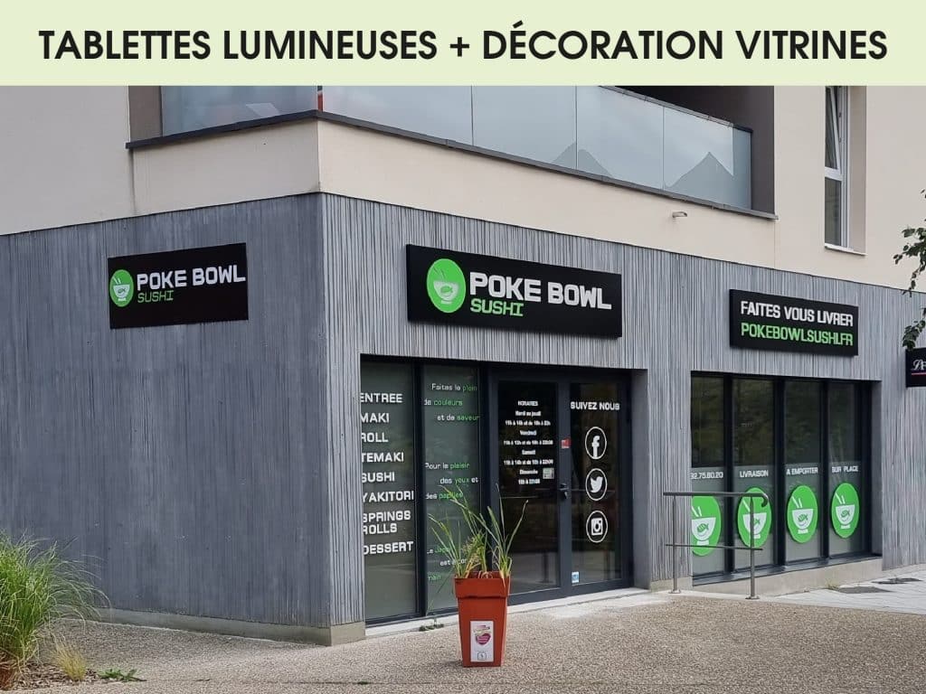 TABLETTES LUMINEUSES + DECORATION VITRINES